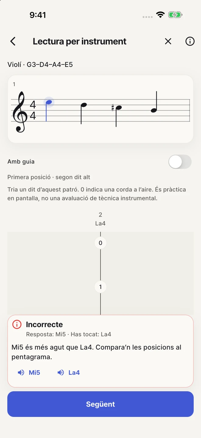 Compara cada resposta amb la nota correcta i repassa les notes que et costen.