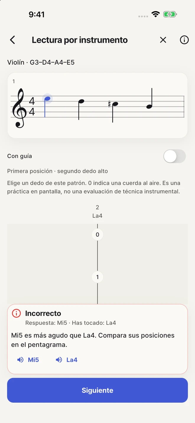 Compara cada respuesta con la nota correcta y repasa las notas que te cuestan.
