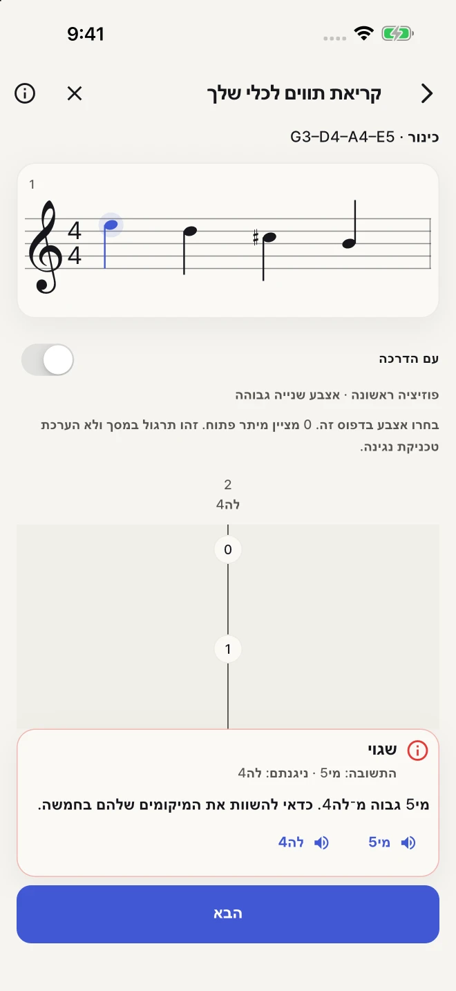 משווים בין התשובה שלכם לתו הנכון.