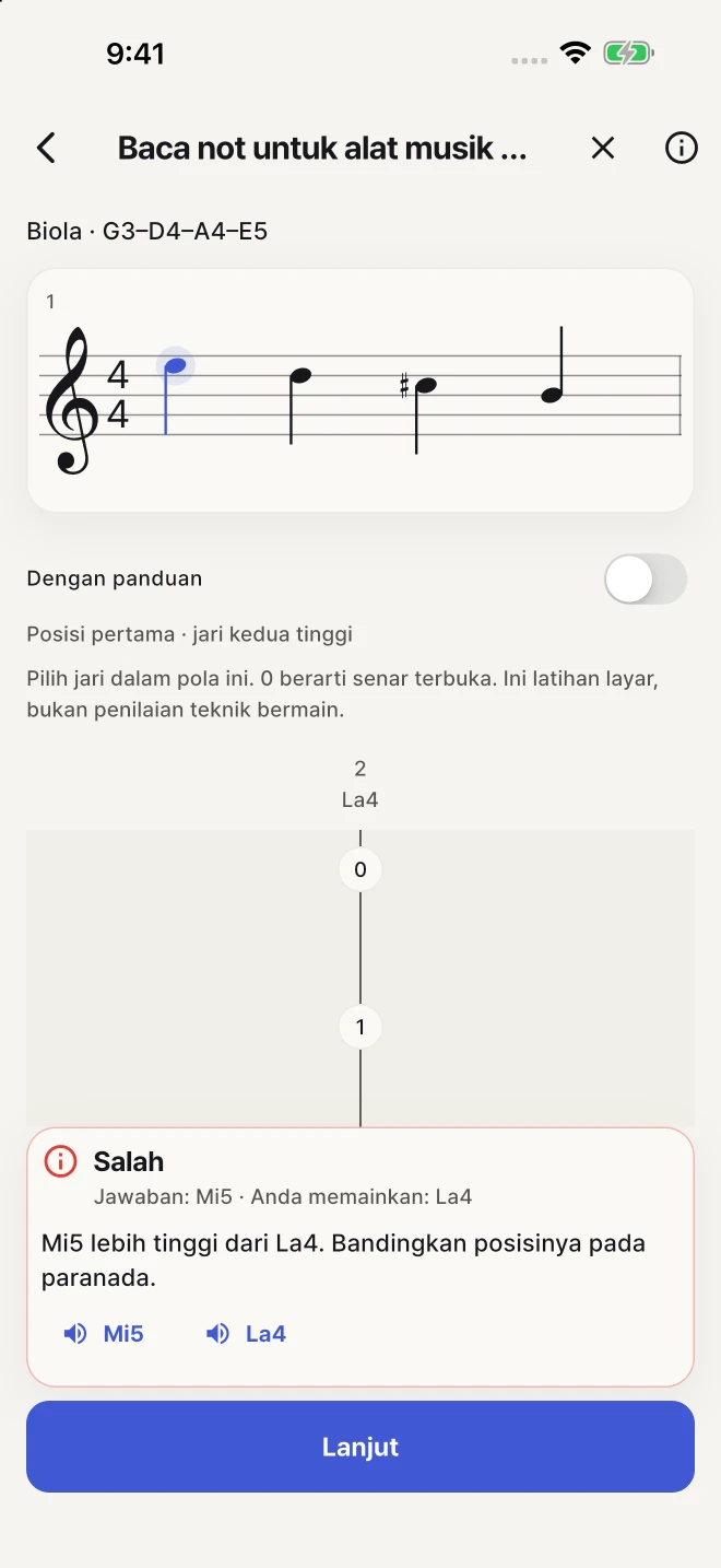 Bandingkan jawaban Anda dengan not yang benar.