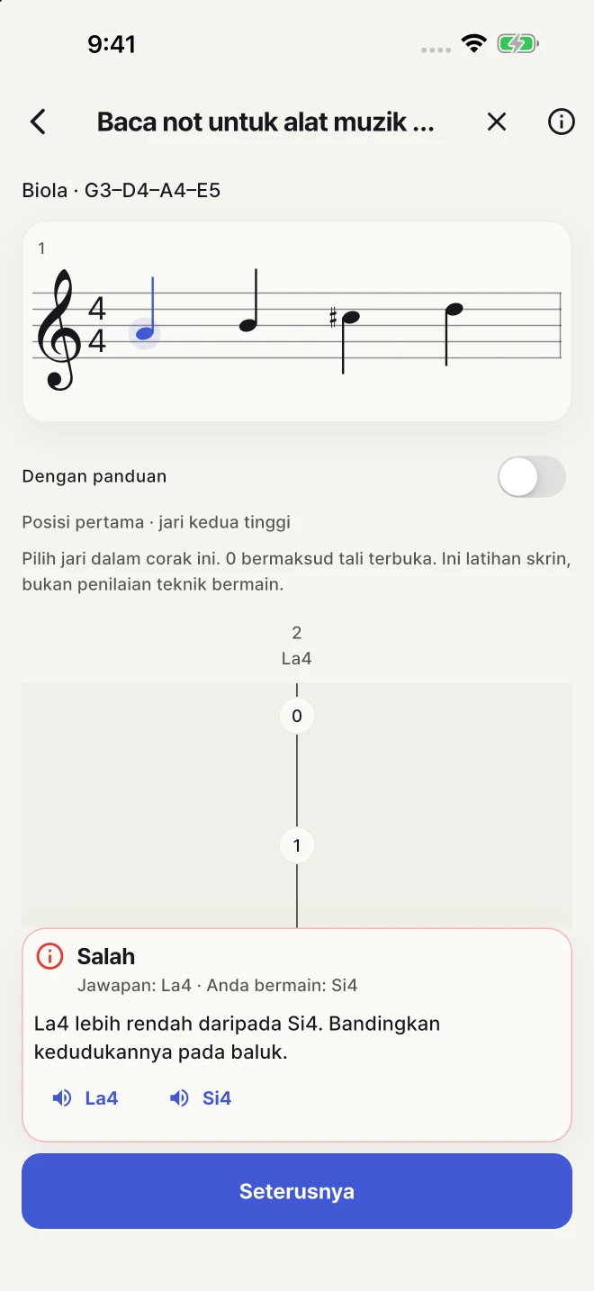 Bandingkan jawapan anda dengan not yang betul.